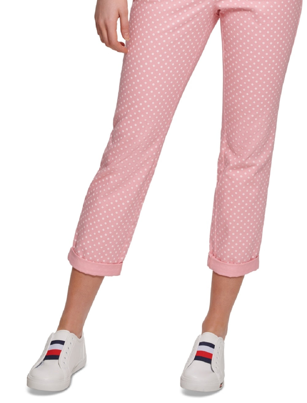 Calça Chino Tommy Hilfiger Feminina com Estampa de Bolinhas Rosa Tamanho 2