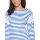 Tommy Hilfiger Blusa Feminina de Algodão com Gola Quadrada Azul Tamanho P