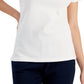 Polo Tommy Hilfiger feminino de algodão com acabamento contrastante, branco, tamanho grande