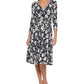 Vestido midi feminino Tommy Hilfiger com estampa floral, azul, tamanho 16