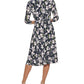 Vestido midi feminino Tommy Hilfiger com estampa floral, azul, tamanho 16