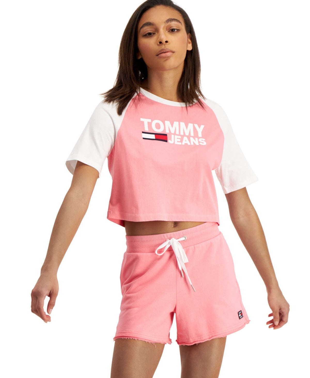 Camiseta de beisebol feminina Tommy Jeans Fused Logo, tamanhos variados, pequena