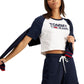 Camiseta Tommy Jeans Feminina Fused Logo Baseball Branca Tamanho Médio