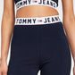 Tommy Jeans Shorts Feminino Ciclista Logo Cintura Azul Tamanho Médio