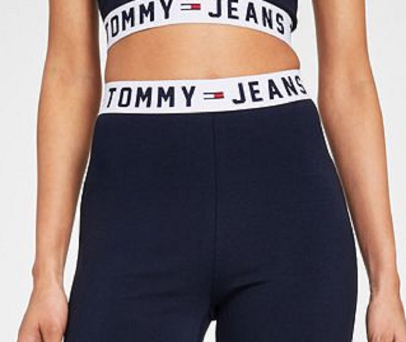 Tommy Jeans Shorts Feminino Ciclista Logo Cintura Azul Tamanho Médio