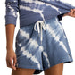 Tommy Jeans Shorts Femininos de Algodão com Tie Dye Azul Tamanho Grande