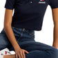Camisa Polo Cropped Tommy Jeans Feminina Manga Curta Azul Tamanho XS