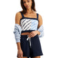 Sutiã Tommy Jeans feminino com logo de esqueleto, azul, tamanho médio