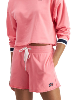 Tommy Jeans Moletom Cropped Oversized Feminino Rosa Tamanho Médio