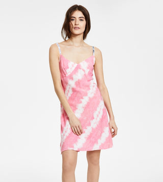 Vestido Tommy Jeans Feminino Tie Dye Logo Strap Rosa Tamanho XS