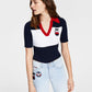 Tommy Jeans Polo Cropped Colorblock Feminino Azul Tamanho Médio