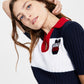 Tommy Jeans Polo Cropped Colorblock Feminino Azul Tamanho Médio