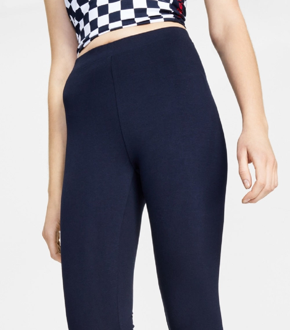 Calça legging feminina Tommy Jeans com estampa de logotipo lateral, azul, tamanho X-S
