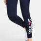 Calça legging feminina Tommy Jeans com estampa de logotipo lateral, azul, tamanho X-S