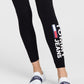 Calça legging feminina Tommy Jeans com logo Loungewear, preta, tamanho extragrande