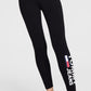 Calça legging feminina Tommy Jeans com estampa de logotipo lateral, preta, tamanho médio