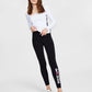 Calça legging feminina Tommy Jeans com estampa de logotipo lateral, preta, tamanho pequeno