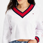 Tommy Jeans Feminino Contrast Trim Cropped Sweatshirt Branco Tamanho Médio