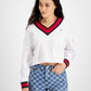 Tommy Jeans Feminino Contrast Trim Cropped Sweatshirt Branco Tamanho Médio