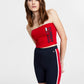 Tommy Jeans Feminino Fused Logo Bandeau Vermelho Tamanho Pequeno