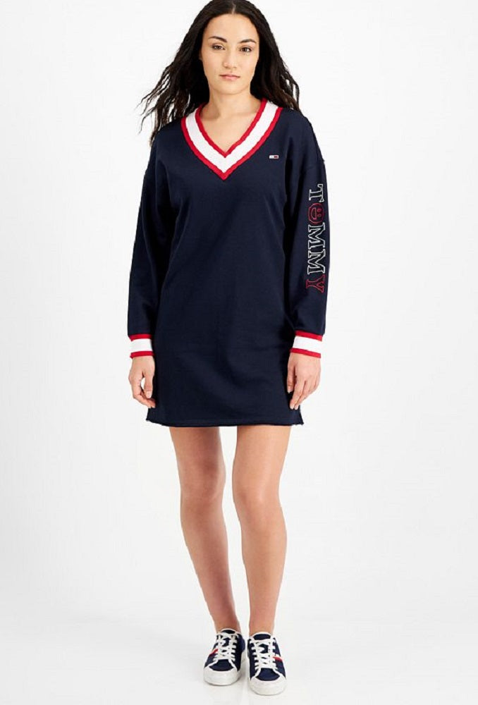 Vestido moletom com acabamento contrastante Tommy Jeans feminino azul