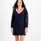 Vestido moletom com acabamento contrastante Tommy Jeans feminino azul