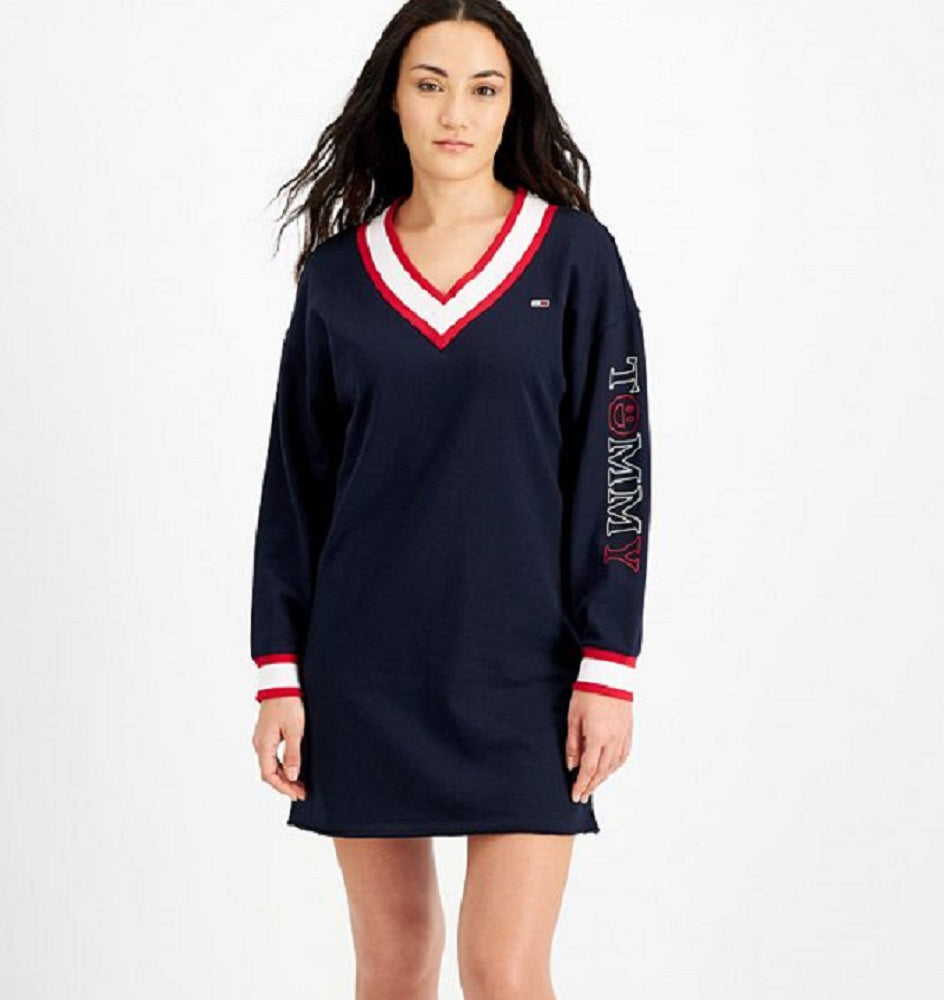 Vestido moletom com acabamento contrastante Tommy Jeans feminino azul