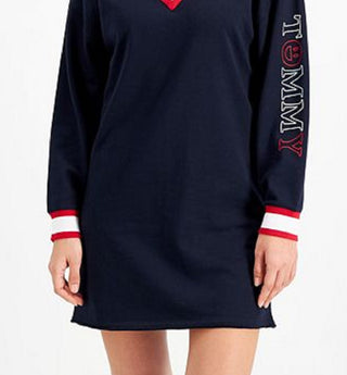 Vestido moletom feminino Tommy Jeans com acabamento contrastante, azul, tamanho grande