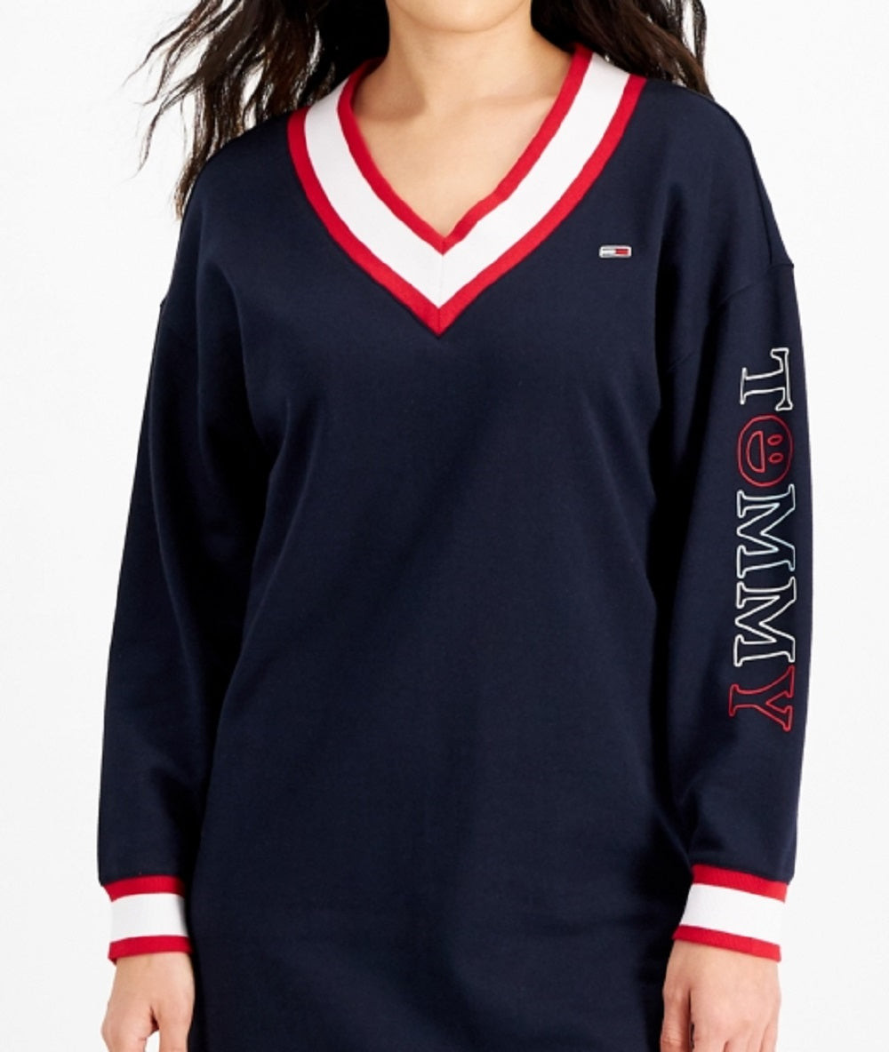 Vestido moletom com acabamento contrastante Tommy Jeans feminino azul