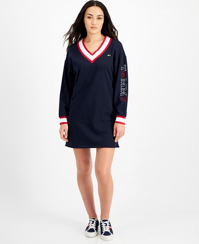 Vestido moletom com acabamento contrastante Tommy Jeans feminino azul
