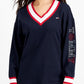 Vestido moletom com acabamento contrastante Tommy Jeans feminino azul