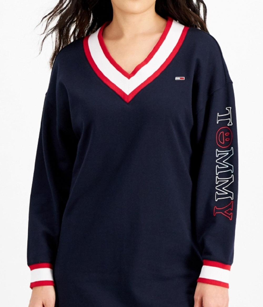 Vestido moletom com acabamento contrastante Tommy Jeans feminino azul