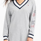 Vestido moletom feminino Tommy Jeans com acabamento contrastante, cinza, tamanho pequeno