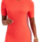 Vestido feminino Tommy Hilfiger com manga bufante canelada e lisa, tamanho grande, vermelho