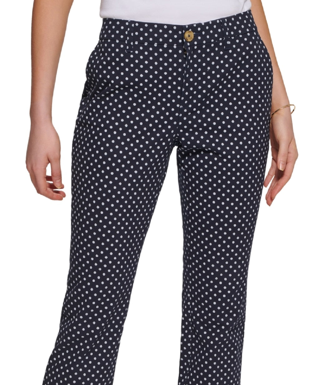 Calça Chino Tommy Hilfiger Feminina com Estampa de Bolinhas Azul Tamanho 10