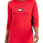 Vestido moletom feminino Tommy Hilfiger com logo vermelho, tamanho médio