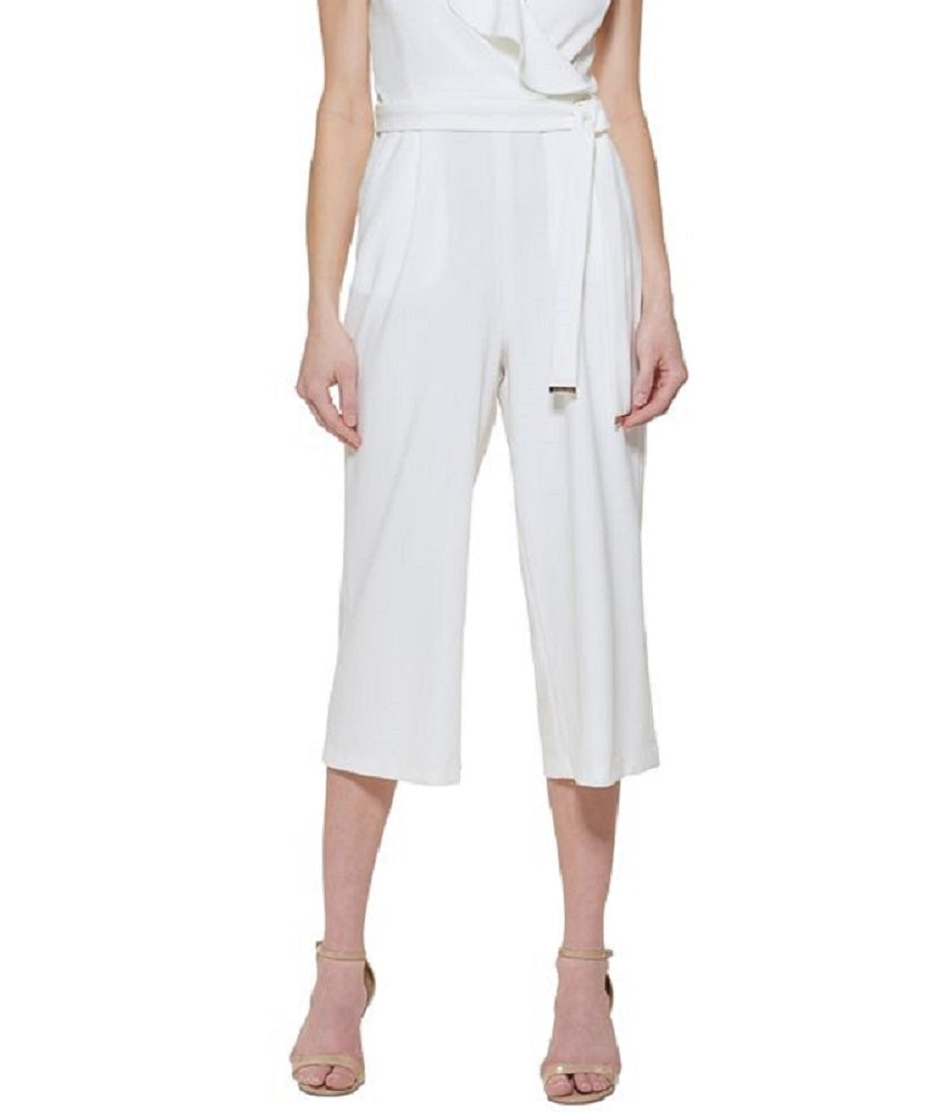 Macacão feminino Tommy Hilfiger sem mangas com decote em V, branco, tamanho 12