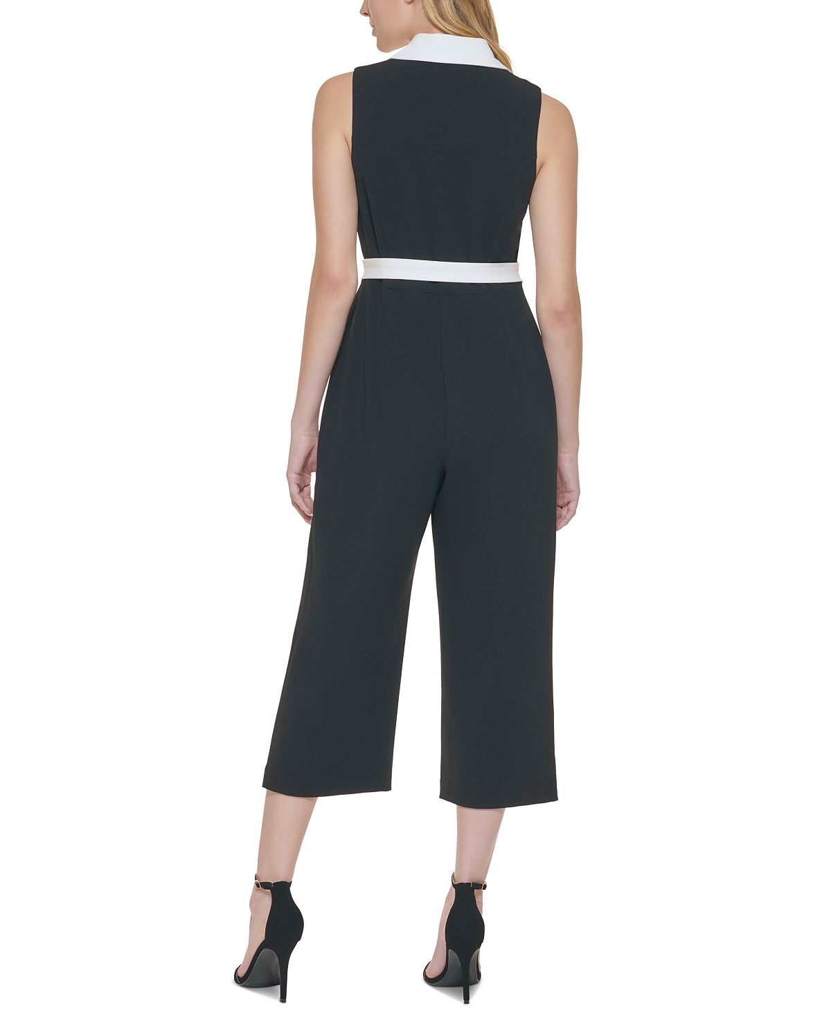 Macacão feminino Tommy Hilfiger com cinto e blocos de cores, preto, tamanho 16