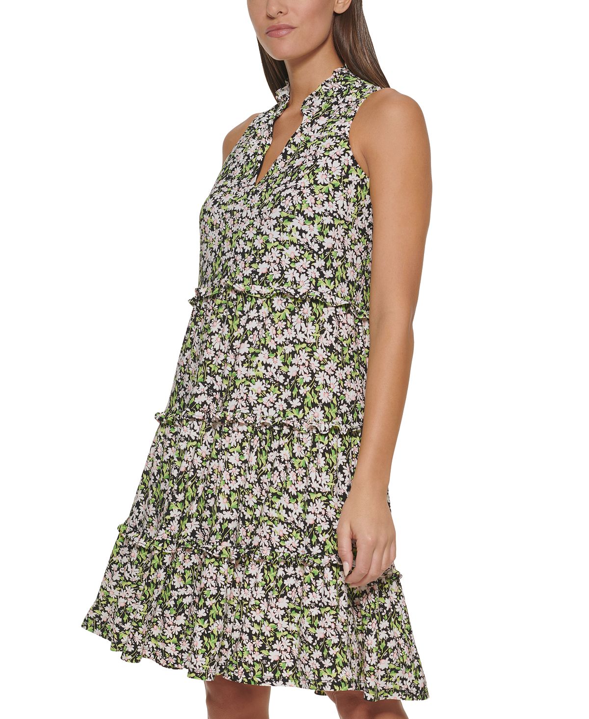 Vestido feminino Tommy Hilfiger com estampa floral e camadas, rosa, tamanho 12