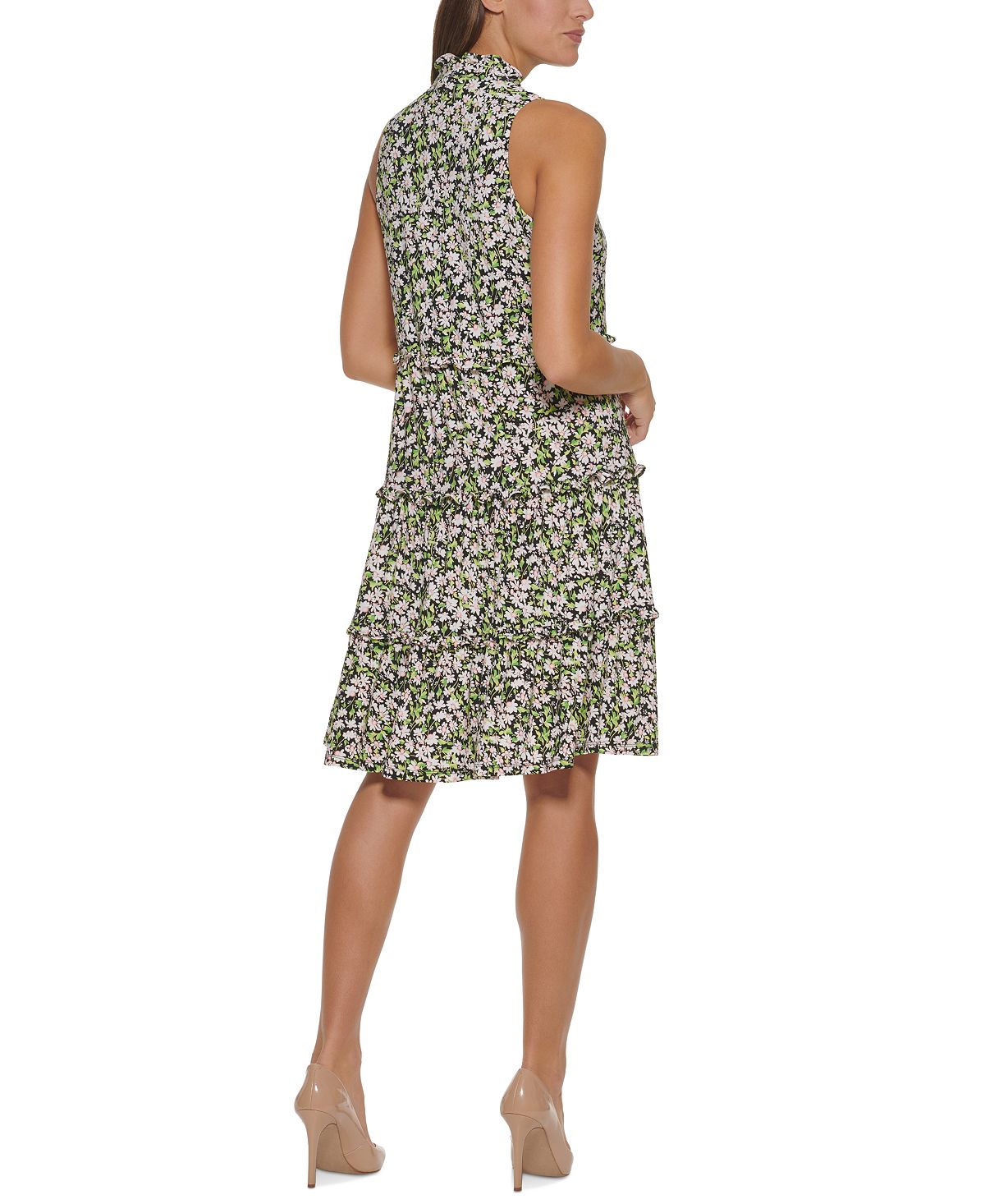 Vestido feminino Tommy Hilfiger com estampa floral e camadas, rosa, tamanho 10