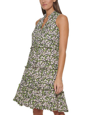 Tommy Hilfiger Women's Floral Print Tiered Shift Dress Pink Size 10
