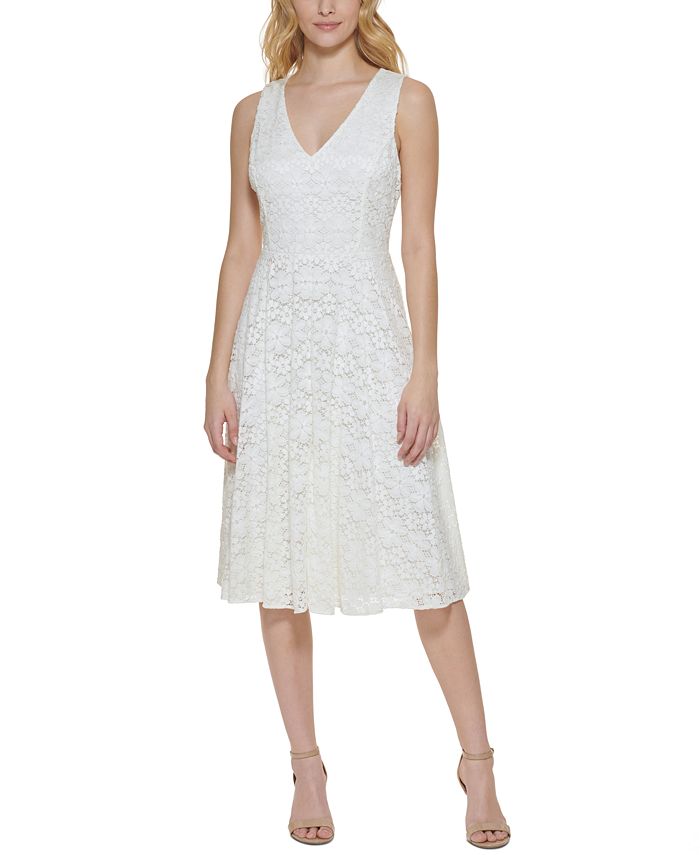 Vestido Tommy Hilfiger Retro Daisy Fit &amp; Flare Feminino Branco Tamanho 6