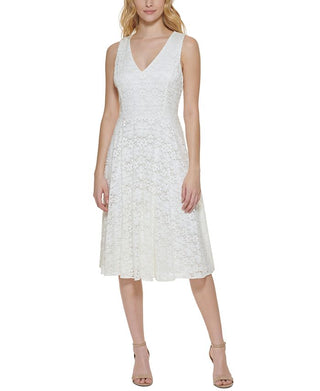 Tommy Hilfiger Women's Retro Daisy Fit & Flare Dress White Size 4