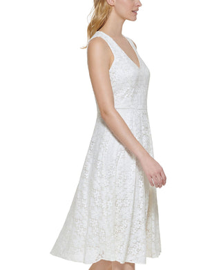 Tommy Hilfiger Women's Retro Daisy Fit & Flare Dress White Size 4