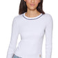 Suéter Tommy Hilfiger Feminino de Algodão com Gola Redonda, Branco, Tamanho XS