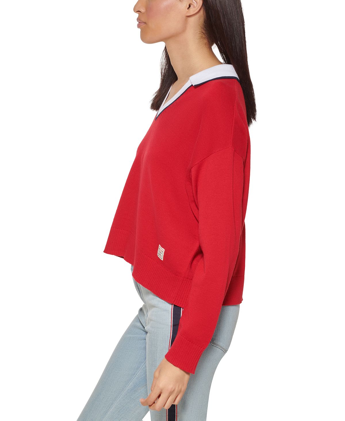 Suéter Tommy Hilfiger Feminino Johnny Collar Vermelho Tamanho Médio