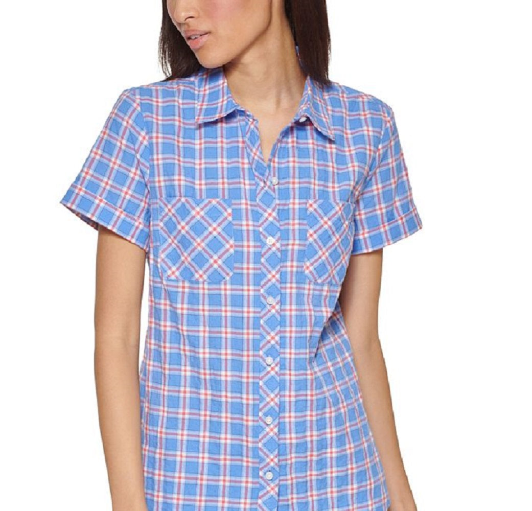 Camisa Tommy Hilfiger Camp Feminina Azul Tamanho Grande