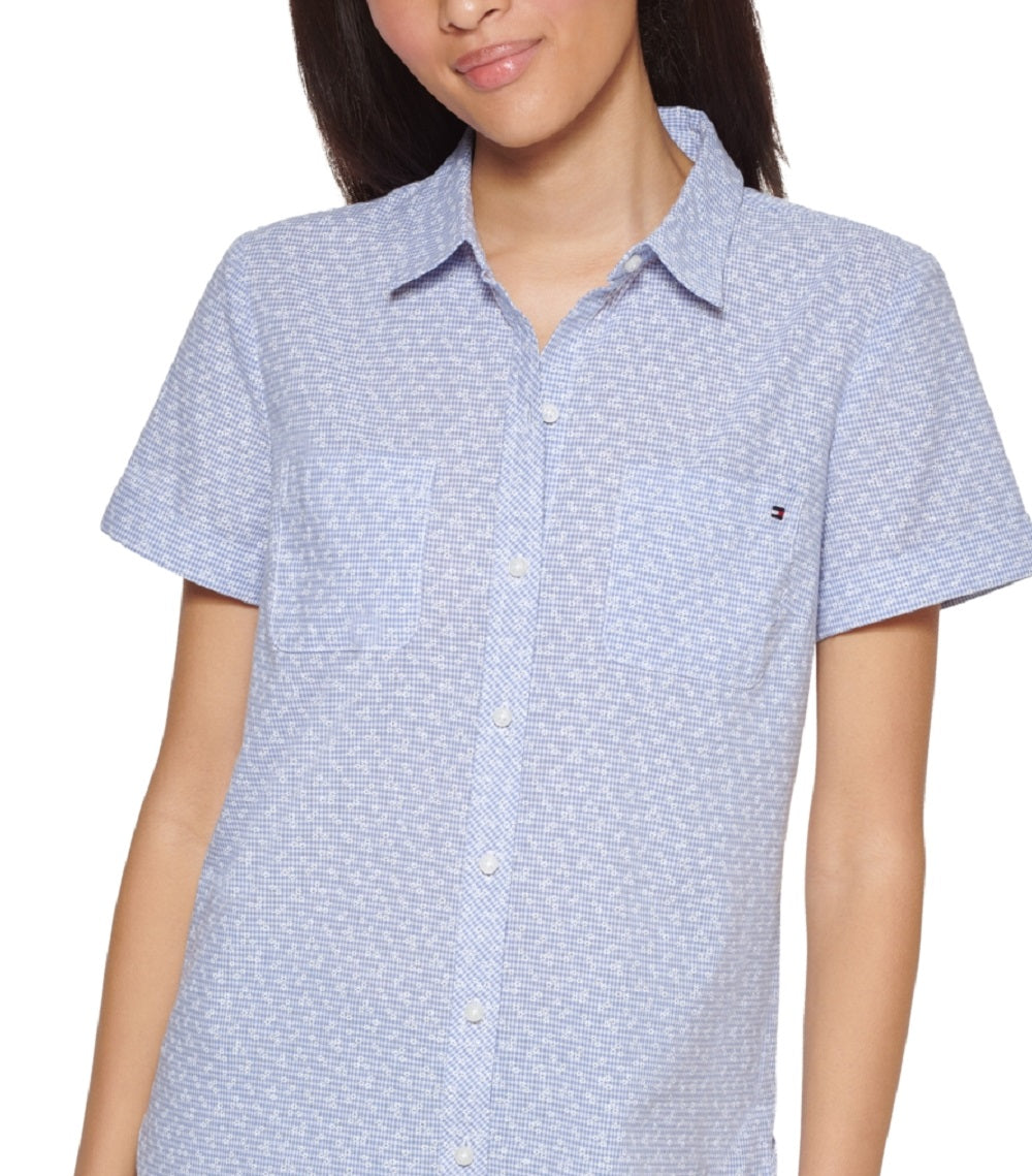 Camisa Tommy Hilfiger Feminina Algodão Camp Azul Tamanho X-G
