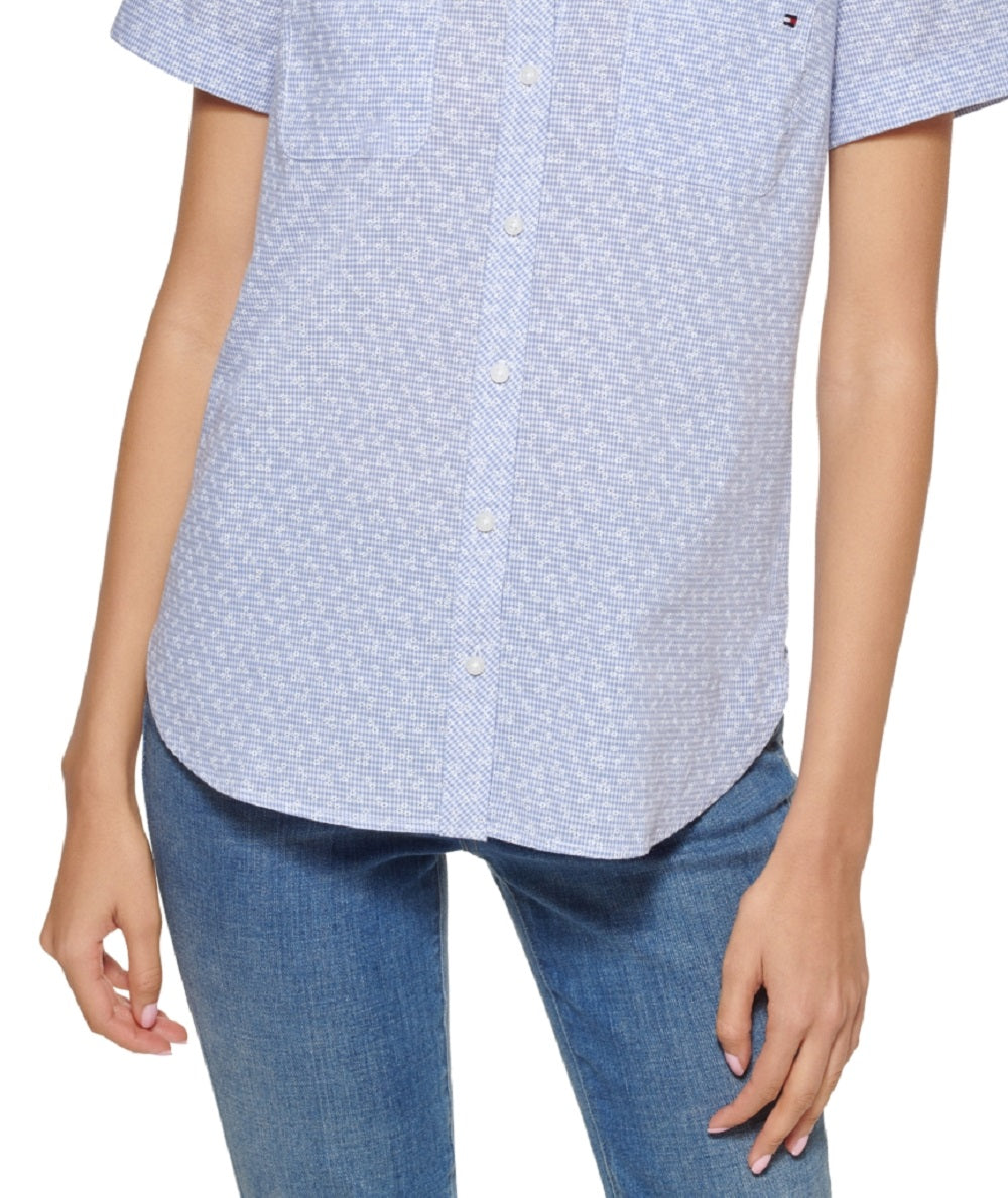Camisa Tommy Hilfiger Feminina Algodão Camp Azul Tamanho X-G