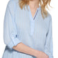 Blusa túnica listrada de algodão Tommy Hilfiger feminina, azul